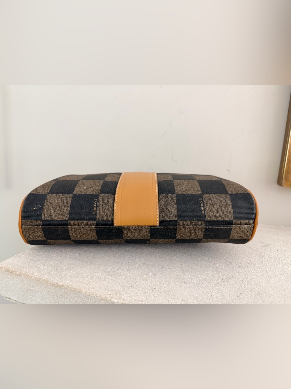 FENDI Vintage Pequin Check Camera Crossbody Bag Brown Black Italy - Picture 10 of 15
